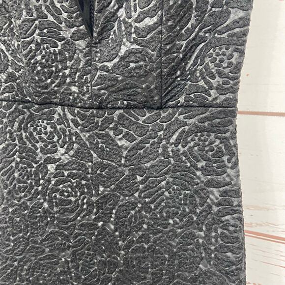 Windsor S Black Floral Textured Strapless Plunge Vneck Midi Cocktail Dress - Picture 5 of 9